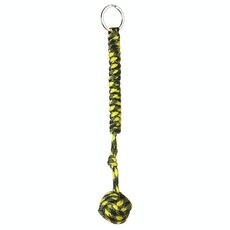 Portachiavi di sopravvivenza con cordino per autodifesa in acciaio con cuscinetto a sfera in acciaio con pugno di scimmia nera (nero e giallo)