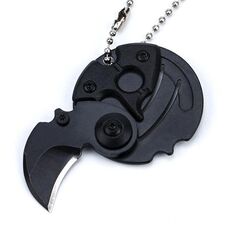 Mini coltello pieghevole portatile da tasca piccolo coltello da sopravvivenza militare all'aperto portachiavi multitool autodifesa (nero)