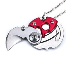 Mini coltello pieghevole portatile da tasca piccolo coltello da sopravvivenza militare all'aperto portachiavi multiutensile autodifesa (rosso)