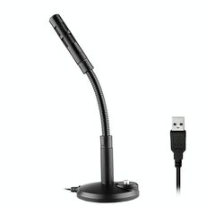 Microfono a condensatore USB con cavo per computer PC Desktop Notebook Cavo per notebook Registrazione Gaming Podcasting, Colore: nero