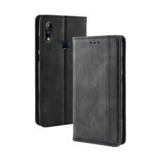 Custodia in pelle a vibrazione orizzontale con struttura retrò con fibbia magnetica per Asus Zenfone Max Plus (M2) ZB634KL / Zenfone Max Shot ZB634KL, con supporto, slot per schede e portafoglio (nero)