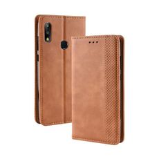Custodia in pelle a vibrazione orizzontale con struttura retrò con fibbia magnetica per Asus Zenfone Max Plus (M2) ZB634KL / Zenfone Max Shot ZB634KL, con supporto, slot per schede e portafoglio (marrone)
