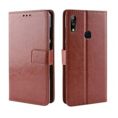 Custodia in pelle a vibrazione orizzontale con struttura Crazy Horse per Asus Zenfone Max Plus (M2) ZB634KL / Zenfone Max Shot ZB634KL, con supporto e slot per schede e portafoglio e cordino (marrone)