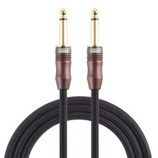 EMK 6,35 mm maschio a maschio 3 sezioni cavo audio intrecciato in cotone con spina placcata in oro per mixer amplificatore per chitarra, lunghezza: 1,5 m (nero)