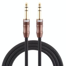EMK 6,35 mm maschio a maschio 4 sezioni cavo audio placcato oro con spina in cotone intrecciato per mixer amplificatore per chitarra, lunghezza: 2 m (nero)
