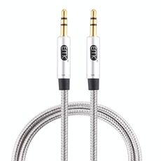 EMK Cavo audio intrecciato in cotone con spina placcata oro da 3,5 mm maschio a maschio per altoparlanti / notebook / cuffie, lunghezza: 1 m (grigio)