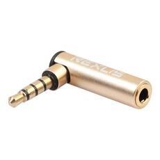 REXLIS BK3567 3,5 mm maschio + 3,5 mm femmina a forma di L gomito a 90 gradi spina placcata oro adattatore di estensione dell'interfaccia audio oro per dispositivi di interfaccia da 3,5 mm, supporto auricolari con microfono
