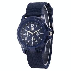 055 Uomo Cinturino in tela Orologio luminoso (quadrante blu)