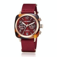 CAGARNY 6883 Orologio al quarzo con guscio in metallo policromo impermeabile alla moda con cinturino in tela