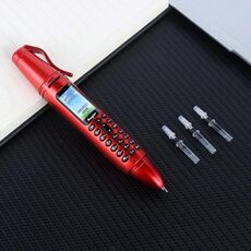 Telefono cellulare AK007., Riduzione remota multifunzione Riduzione del rumore Penna di registrazione del retro-clip con schermo a colori da 0,96 pollici, Dual SIM Dual Standby, Supporto Bluetooth, GSM, Luce a LED, Scrittura a mano (Rosso)