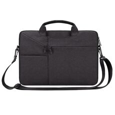 ST02S Borsa monospalla con tracolla portatile nascosta resistente allo strappo impermeabile per laptop da 15,6 pollici, con cintura per valigia (nera)