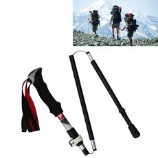 Bastoncini da trekking pieghevoli portatili in lega di alluminio a 5 nodi, lunghezza pieghevole: 28,5 cm (nero)