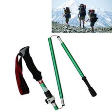 Bastoncini da trekking pieghevoli portatili in lega di alluminio a 5 nodi, lunghezza pieghevole: 28,5 cm (verde)