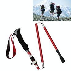 Bastoncini da trekking pieghevoli portatili in lega di alluminio a 5 nodi, lunghezza pieghevole: 28,5 cm (rosso)