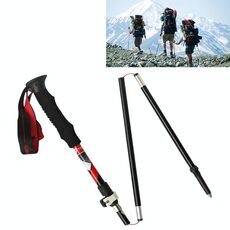 Bastoncini da trekking pieghevoli portatili in lega di alluminio a 5 nodi, lunghezza pieghevole: 35 cm (nero)