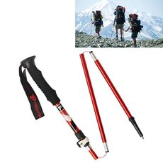 Bastoncini da trekking pieghevoli portatili in lega di alluminio a 5 nodi, lunghezza pieghevole: 35 cm (rosso)
