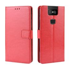Custodia in pelle a ribaltamento orizzontale con struttura retrò Crazy Horse per Asus Zenfone 6 ZS630KL, con supporto, slot per schede e cornice per foto (rossa)