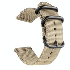 Cinturino in tela di nylon lavabile, larghezza del cinturino: 18 mm (cachi con fibbia ad anello nera)