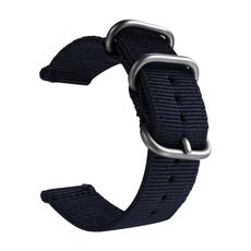 Cinturino in tela di nylon lavabile, larghezza del cinturino: 18 mm (blu scuro con fibbia ad anello in argento)