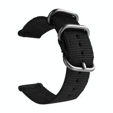 Cinturino in tela di nylon lavabile, larghezza del cinturino: 18 mm (nero con fibbia ad anello in argento)