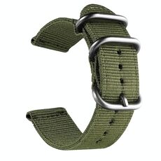 Cinturino in tela di nylon lavabile, larghezza del cinturino: 18 mm (verde militare con fibbia ad anello in argento)