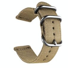Cinturino in tela di nylon lavabile, larghezza del cinturino: 18 mm (cachi con fibbia ad anello in argento)