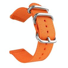 Cinturino in tela di nylon lavabile, larghezza del cinturino: 20 mm (arancione con fibbia ad anello in argento)