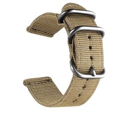 Cinturino in tela di nylon lavabile, larghezza del cinturino: 20 mm (cachi con fibbia ad anello in argento)