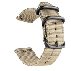 Cinturino in tela di nylon lavabile, larghezza cinturino: 22 mm (cachi con fibbia ad anello nera)