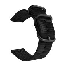 Cinturino in tela di nylon lavabile, larghezza del cinturino: 22 mm (nero con fibbia ad anello nera)