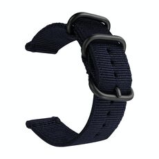 Cinturino in tela di nylon lavabile, larghezza del cinturino: 22 mm (blu scuro con fibbia ad anello nera)