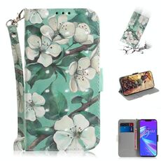 Custodia in pelle a vibrazione orizzontale con motivo floreale ad acquerello colorato in 3D per Asus Zenfone Max (M2) ZB633KL, con supporto, slot per schede e portafoglio