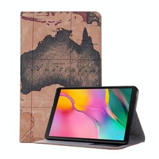 Custodia in pelle a vibrazione orizzontale con texture mappa per Galaxy Tab A 8 (2019) P200 / P205, con supporto, slot per schede e portafoglio, consistenza casuale