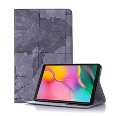 Custodia in pelle a vibrazione orizzontale con texture mappa per Galaxy Tab A 8 (2019) P200 / P205, con supporto, slot per schede e portafoglio, consistenza casuale