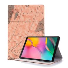 Custodia in pelle a vibrazione orizzontale con texture mappa per Galaxy Tab S5e 10.5 T720 / T725, con supporto e slot per schede e portafoglio, consegne a trama casuale