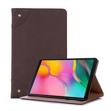 Custodia in pelle a flip orizzontale stile libro retrò per Galaxy Tab A 10.1 (2019) T510 / T515, con supporto, slot per schede e portafoglio (caffè)