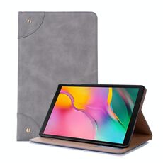 Custodia in pelle a flip orizzontale stile libro retrò per Galaxy Tab A 10.1 (2019) T510 / T515, con supporto, slot per schede e portafoglio (grigio)