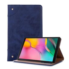 Custodia in pelle a ribaltamento orizzontale stile libro retrò per Galaxy Tab A 10.1 (2019) T510 / T515, con supporto, slot per schede e portafoglio (blu navy)
