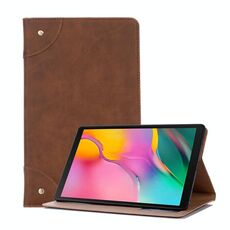 Custodia in pelle a flip orizzontale stile libro retrò per Galaxy Tab A 10.1 (2019) T510 / T515, con supporto, slot per schede e portafoglio (marrone)