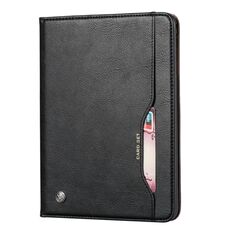 Custodia in pelle a vibrazione orizzontale con texture pelle impastata per Galaxy Tab A 10.1 2019 T515 / T510, con cornice per foto, supporto, slot per schede e portafoglio (nero)