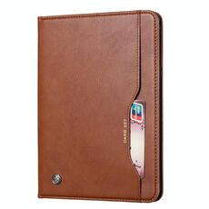 Custodia in pelle a vibrazione orizzontale con texture pelle impastata per Galaxy Tab A 10.1 2019 T515 / T510, con cornice per foto, supporto, slot per schede e portafoglio (marrone)