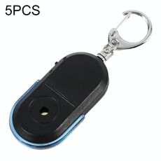 5 PCS Portable Anti-Lost Alarm Key Finder Wireless Whistle Sound LED Light Locator Finder (blu)