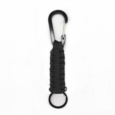 Portachiavi con moschettone in corda multifunzionale in nylon per esterni (nero)