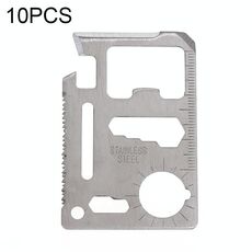 10 pezzi 11 in 1 taglierina per schede per utensili in acciaio inossidabile multifunzione portatile da esterno con custodia in pelle, dimensioni: 6,9 x 4,5 cm (argento)