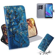 Custodia in pelle a vibrazione orizzontale con disegno a fiori color albicocca per Asus Zenfone Max (M1) ZB555KL, con supporto, slot per schede e portafoglio