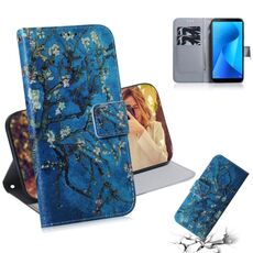 Custodia in pelle a vibrazione orizzontale con motivo floreale color albicocca per Asus Zenfone Max Plus (M1) ZB570TL, con supporto, slot per schede e portafoglio