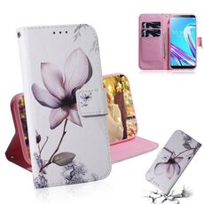 Custodia in pelle a vibrazione orizzontale con disegno a fiori di magnolia per Asus Zenfone Max Pro (M1) ZB601KL, con supporto, slot per schede e portafoglio