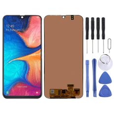 Schermo LCD Super AMOLED originale per Galaxy A20 con assemblaggio completo di digitalizzatore (nero)