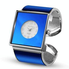 Orologio al quarzo con cinturino quadrato grande quadrante per donna (blu)