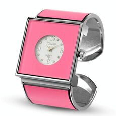 Orologio al quarzo con cinturino quadrato grande quadrante per donna (rosa)